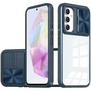 [QBFUSON-A36-Blue] For Samsung Galaxy A36 Fusion Transparent Clear Hybrid Case Cover - Blue 