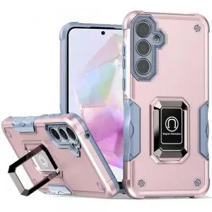 [QBOPTI-A36-RGold] For Samsung Galaxy A36 OPTIMUM Magnetic Ring Stand Hybrid Case Cover - Rose Gold 