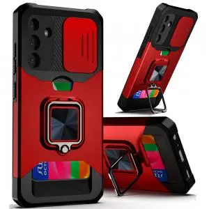 [QBOPTI-A36-Red] For Samsung Galaxy A36 OPTIMUM Magnetic Ring Stand Hybrid Case Cover - Red 