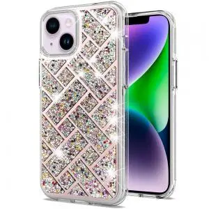 [QBMBLNG-iP14-C] For iPhone 14/13 Bling Hybrid Case Cover - C 