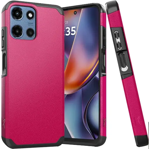 [NMKHY-25G5g-Hpnk] For Motorola Moto G 5G 2025 (Original Series) Tough Strong Shockproof Hybrid in Slide-Out Package - Hot Pink 