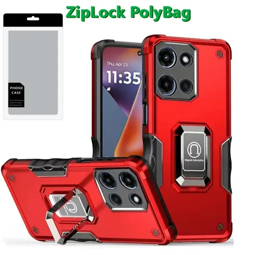 [PGOPTI-25G5g-Red] [PolyBag] For Motorola Moto G 5G 2025 OPTIMUM Magnetic Ring Stand Hybrid - Red 
