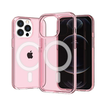 [MGSTRD-ip14-Pnk] For iPhone 13/14 Sturdy Ultra [Magnetic Circle] Thick 3mm Transparent Hybrid - Pink 