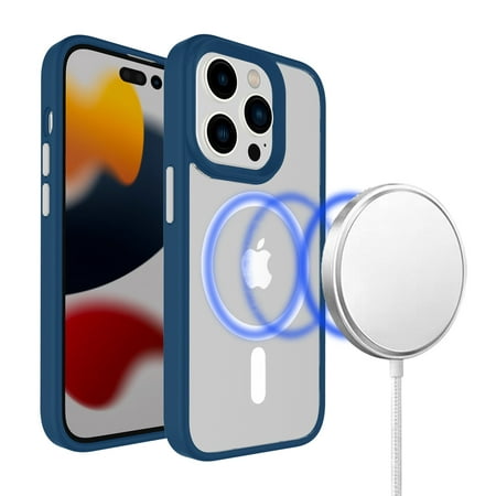 [MGCORE-IP14-Blue] For iPhone 13/14 Core [Magnetic Circle] Colorful Buttons Thick 2mm Hybrid - Blue 
