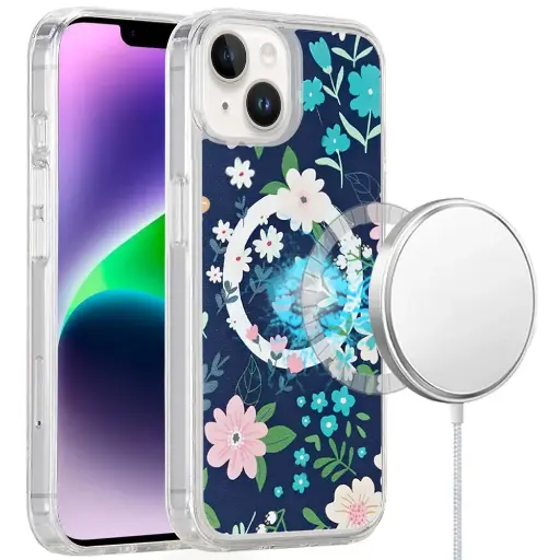 [QBCT2DSN-iP14-GLXY] For iPhone 13/14 Magnetic Space UV Design Case - Galaxy Floral 