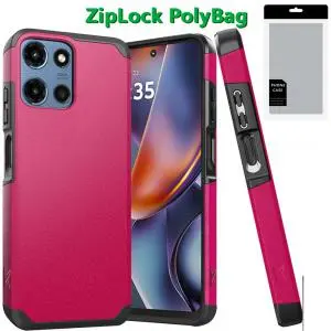[PGNMKHY-25G5g-Hpnk] [PolyBag] For Motorola Moto G 5G 2025 (Original Series) Tough Strong Shockproof Hybrid in Slide-Out 