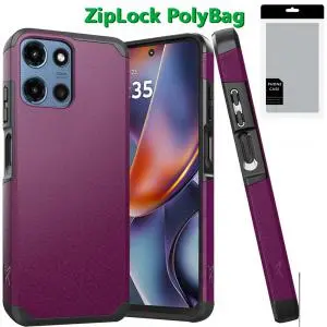 [PGNMKHY-25G5g-DPrp] [PolyBag] For Motorola Moto G 5G 2025 (Original Series) Tough Strong Shockproof Hybrid in Slide-Out 