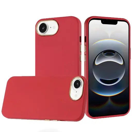 [QBCLASS-iP16E-Red] For iPhone 16E (E edition) / SE4 (2025) Classy Slick Chromed Around Hybrid Case Cover - Red 