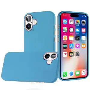 [QBCLASS-iP16-LBL] For iPhone 16 6.1 inch Classy Slick Chromed Around Hybrid Case Cover - Light Blue 