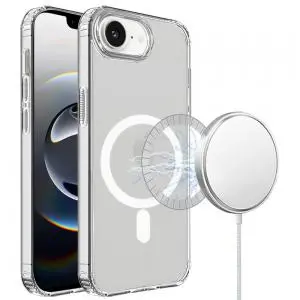 [MGTRUE-iP16E-Clr] For iPhone 16E / SE4 TRUE Transparent (Magnetic Circle) Shockproof Hybrid - Clear 