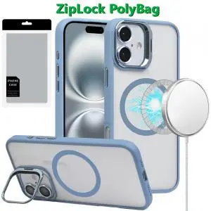 [PGELCOOL-iP16-BLU] [PolyBag] For iPhone 16 6.1 inch Magnetic COOL with Camera STAND Hybrid - Blue 