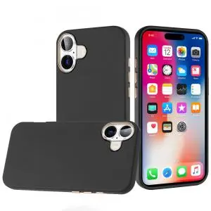 [QBCLASS-iP16-BK] For iPhone 16 6.1 inch Classy Slick Chromed Around Hybrid Case Cover - Black 