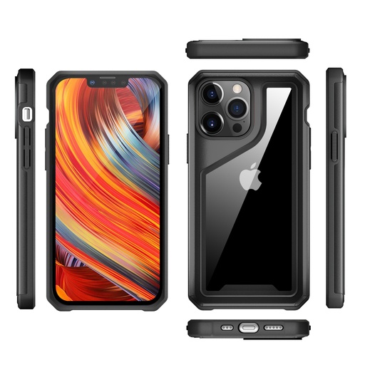 [QBALUM-iP11-BK] iPhone 11 (XI6.1) Aluminum Alloy 2mm Slick Transparent Thick Bumper Frame Hybrid Case Cover - Black