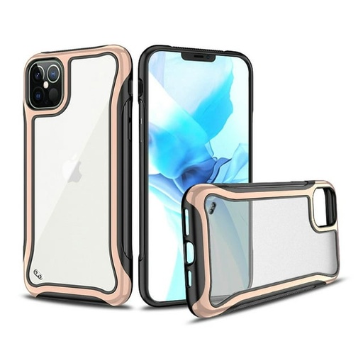 [QBTRI-iP126.1-RGold] iPhone 12 & iPhone 12 Pro (Open Camera Hole) Tri Shield Tough Strong Hybrid Case Cover - Rose Gold