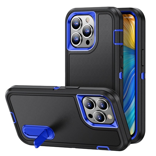 [QBPEAK-iP126.1-BKBlue] iPhone 12 & iPhone 12 Pro PEAK 3in1 Toughest Hybrid with Stand Cover Case - Black/Blue