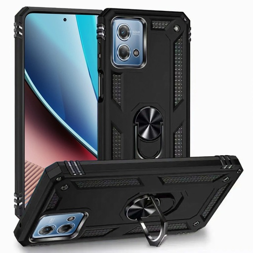 [QBRNGHY-STY5g23-BK] Motorola G Stylus 5G (MultiCarrier 6.6" 16MP Camera) 2023 Ring Magnetic Kickstand Hybrid Case Cover - Black