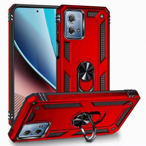 [QBRNGHY-STY5g23-Red] Motorola G Stylus 5G (MultiCarrier 6.6" 16MP Camera) 2023 Ring Magnetic Kickstand Hybrid Case Cover - Red