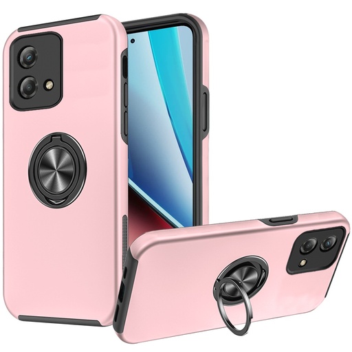 [QBCHIEF-STY5g23-Pnk] Motorola G Stylus 5G (MultiCarrier 6.6" 16MP Camera) 2023 CHIEF Oil Painted Magnetic Ring Stand Hybrid Case Cover - Pink