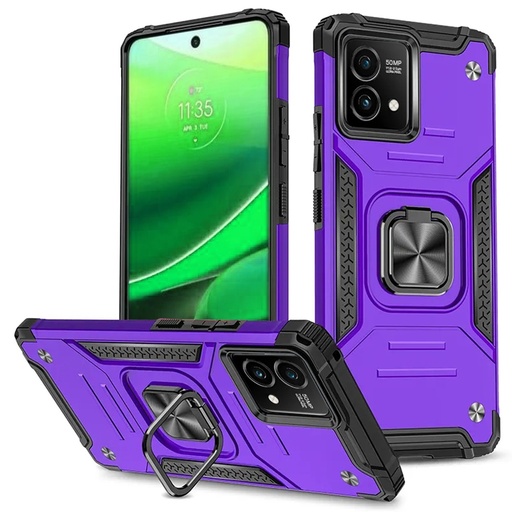[QBRBST-STY5g23-DPrp] Motorola G Stylus 5G (MultiCarrier 6.6" 16MP Camera) 2023 Robust Magnetic Kickstand Hybrid Case Cover - Dark Purple