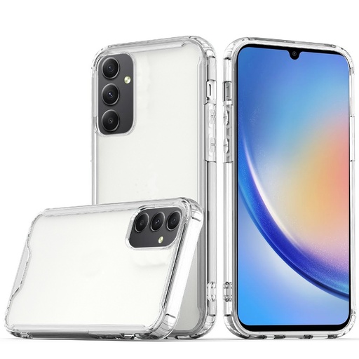 [QBCLTPU-A15-ClrClr] Samsung A15 5G Colored Shockproof Transparent Hard PC TPU Hybrid Case Cover - Clear/Clear