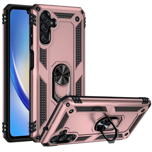 [QBRNGHY-A15-RGold] Samsung A15 5G Ring Magnetic Kickstand Hybrid Case Cover - Rose Gold