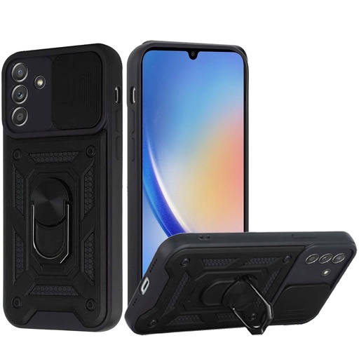 [QBELTE-A15-BK] Samsung A15 5G ELITE Camera Push Magnetic Ring Stand Hybrid Case Cover - Black