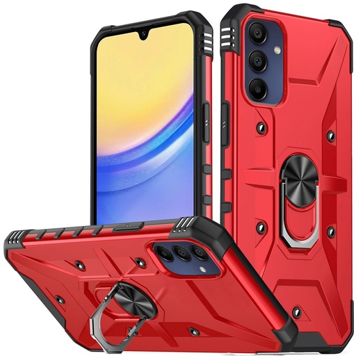 [QBLONE-A15-Red] Samsung A15 5G Lone Unique Magnetic Ring Stand Hybrid - Red