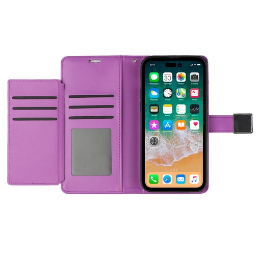 [QBWMS-A15-DPrp] Samsung A15 5G Wallet ID Card Holder Case Cover - Dark Purple